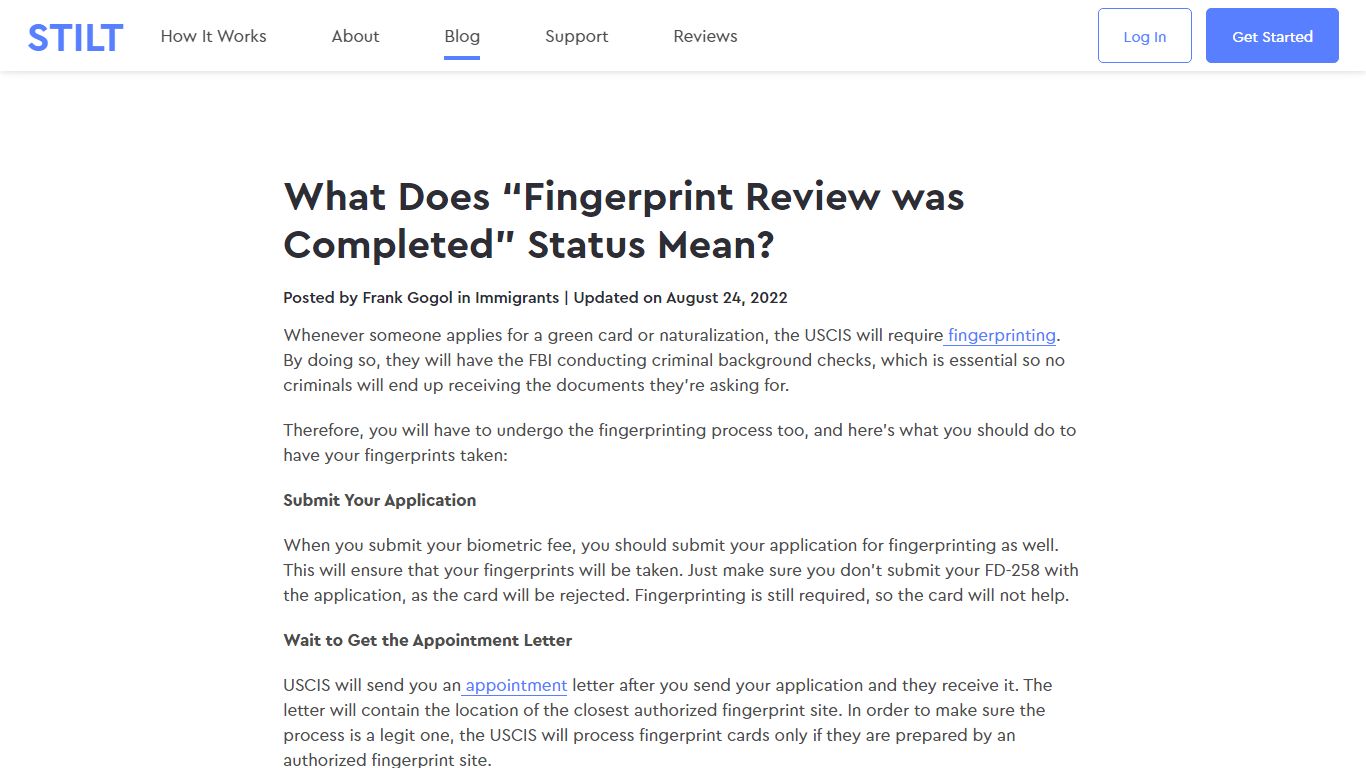 What Does “Fingerprint Review was Completed” Status Mean? - Stilt Blog