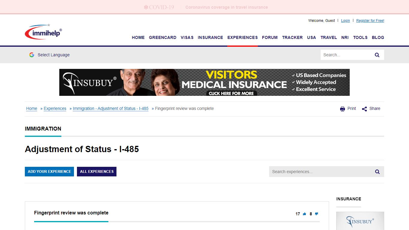 I-485 Experiences - Fingerprint review was complete - Immihelp